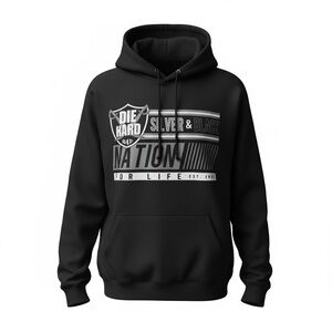 Raiders Men's Hoodie Silver & Black Nation Long Sleeve Pullover XXL